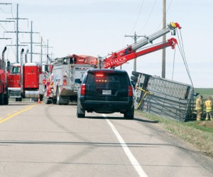 Cypress County highway closed Friday morning following cattle liner rollover